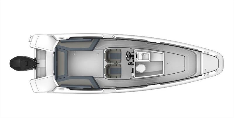 Axopar 22 U-sofa layout toilet - photo © Eyachts