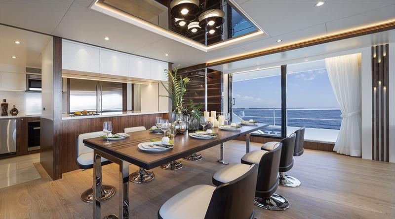 Horizon FD92 - Dining area photo copyright Horizon Yachts taken at  and featuring the Power boat class