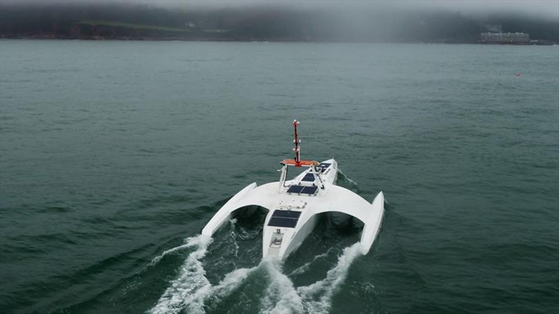 The Mayflower Autonomous Ship (MAS), powered by Fischer Panda UK's electric drive system and generators, in sea trials earlier this year - photo © ProMare / IBM