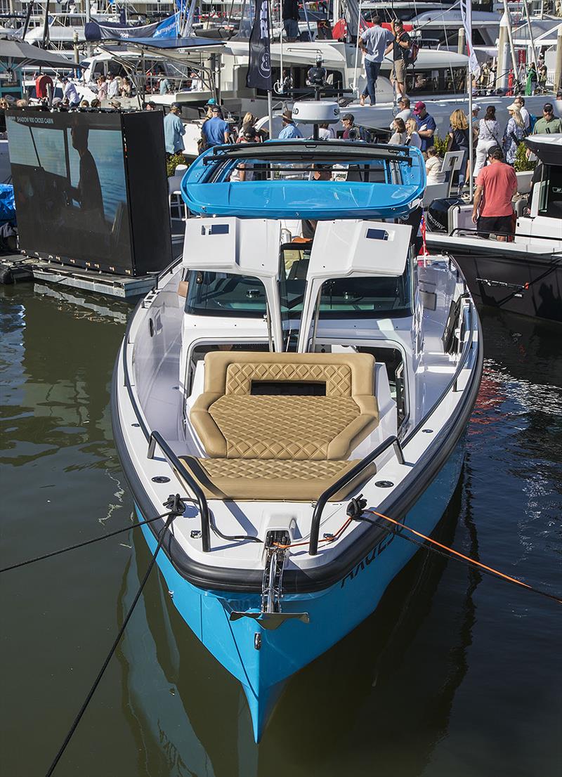Gull wing doors are both novel and very useful in adding to the amenity of the Axopar range photo copyright John Curnow taken at  and featuring the Power boat class