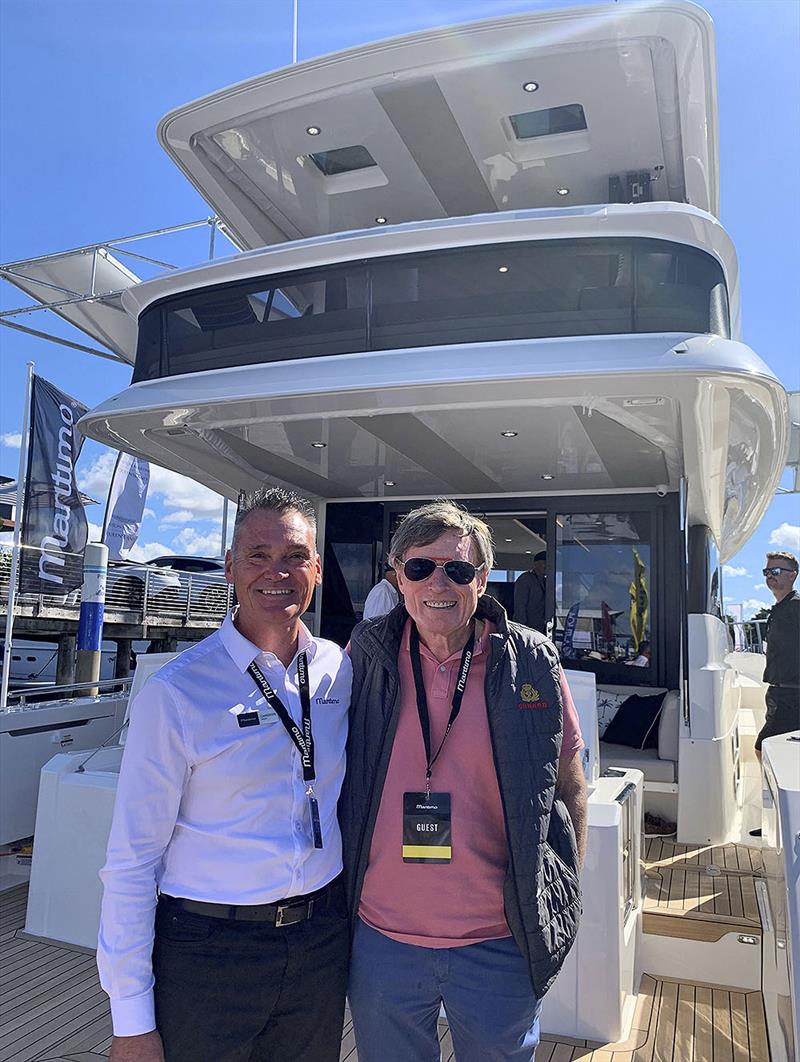 Maritimo M55 hull #2 owner David Crothers (R), with Cameron Wood (L) from Ormond Britton's Maritimo Gold Coast photo copyright Maritimo taken at  and featuring the Power boat class