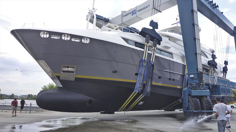 Horizon 130 receives a bulbous bow - photo © Bray Yacht Design And Research Ltd