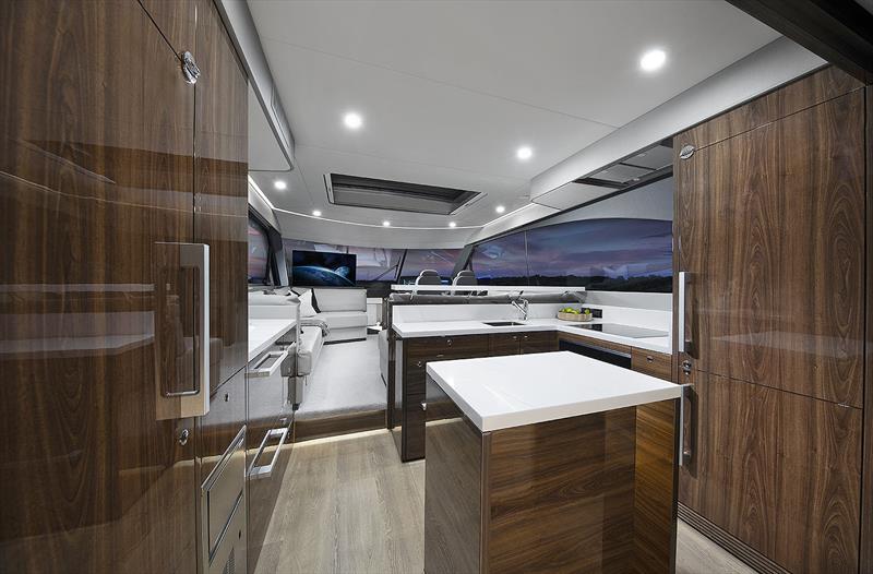 Galley and Main Saloon of the new Maritimo S55 - photo © Maritimo