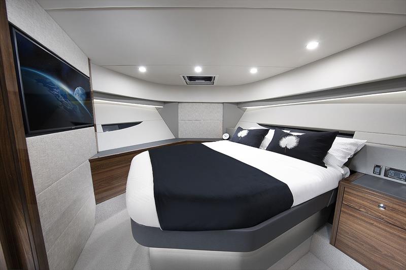 For'ard VIP Stateroom on the new Maritimo S55 features their now famous offset bed to ensure clear passage around it for easy ingress and egress. - photo © Maritimo