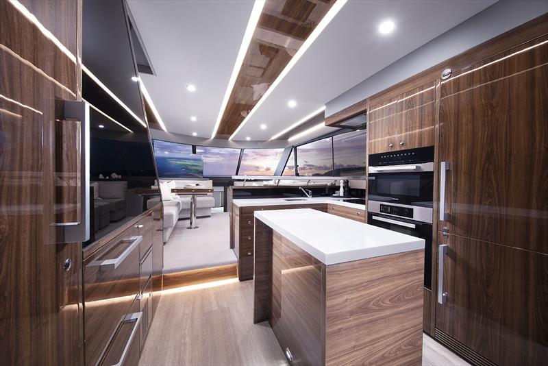 Maritimo M60 galley works straight into all your entertaining space out aft. - photo © Maritimo