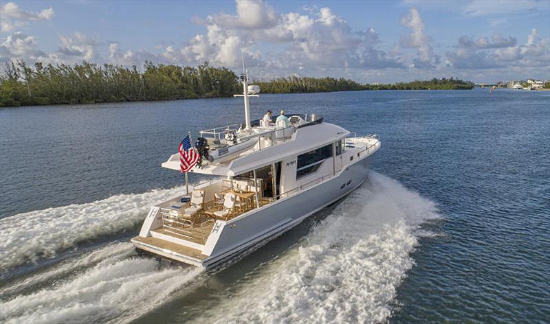 Cruise at 20 knots from a pair of 425hp Cummins Diesels - nice. photo copyright Outback Yachts taken at  and featuring the Power boat class