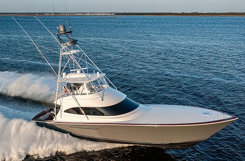 Revered sports fishing brand Viking is part of the stable. This is the brand new 64 Convertible. Four staterooms and twin 2000mhp MTUs for 42 knots WOT and 36 knot cruising. - photo © Short Marine