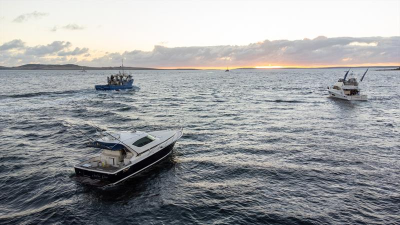 Riviera motor yachts line up in preparation for the shotgun start. - photo © Riviera Australia
