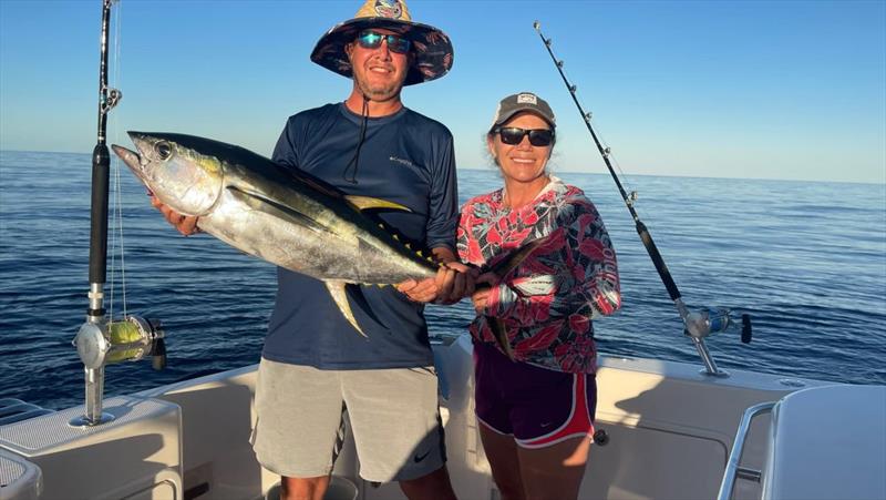 After working out the necessary gear, the Sims enjoyed fishing for tuna and wahoo as their speed and high-quality eating make them prized game fish. - photo © Riviera Australia