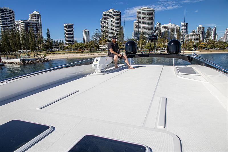 The Utility Deck atop the new Maritimo S75 - so big it is a part in and of itself - photo © John Curnow