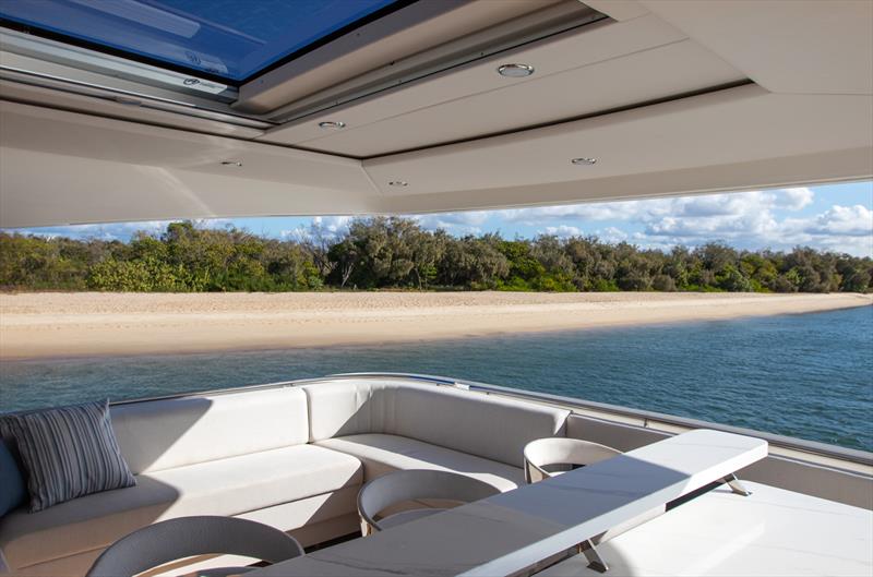 Happy place. The Juliet deck on the Maritimo M75 photo copyright John Curnow taken at  and featuring the Power boat class