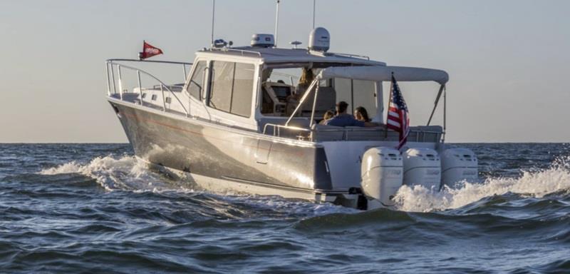 The MJM 43z is a dayboat that can be buttoned up for chilly evenings in the North East and Downeast, and make excellent 3-season yachts. (Not the actual unit teste.) - photo © Sharrow Marine