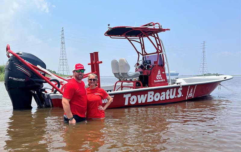 (L to R)  Bo and Chelsi Clayton of TowBoatUS Sabine Lake, Texas photo copyright BoatUS taken at  and featuring the Power boat class