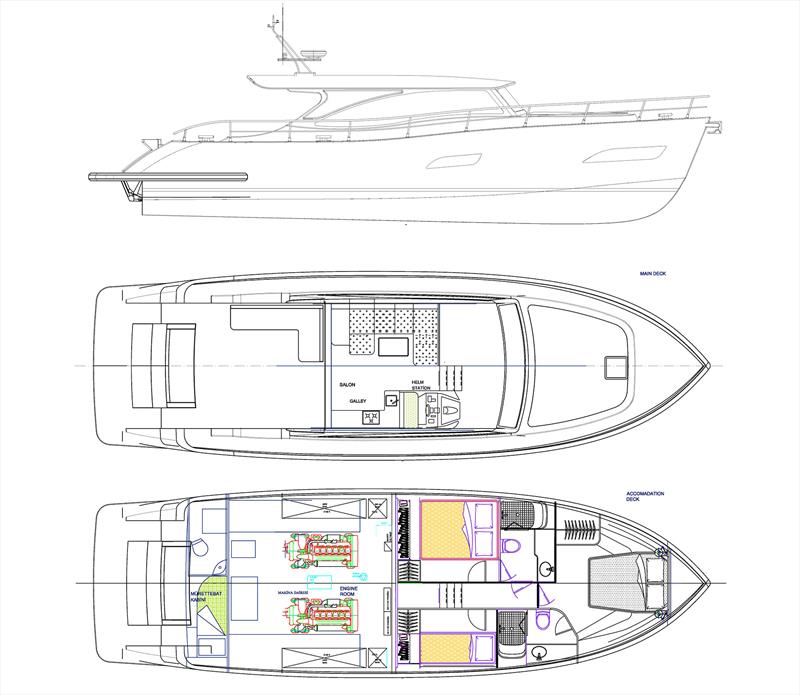 General Arrangement for the Terrara 53 photo copyright Terrara Motor Yachts taken at  and featuring the Power boat class