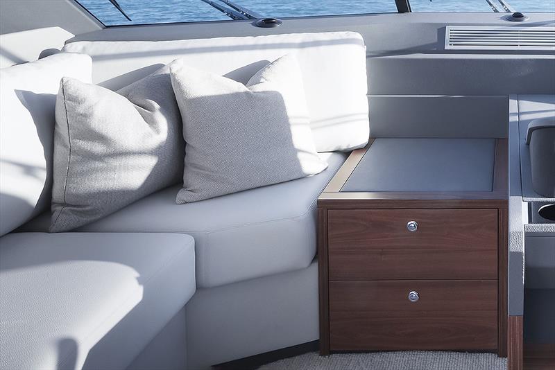 Crusing lounge on the bridge now has a coffee table with storage - Maritimo M600 Black Edition photo copyright Maritimo taken at  and featuring the Power boat class