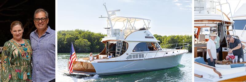 From left: Jill and Rudy Casasola at the Hinckley Owners Ocean Reef Rendezvous, Casa Mar cruising Ocean Reef waters, cocktails aboard Casa Mar - photo © Hinckley Yachts