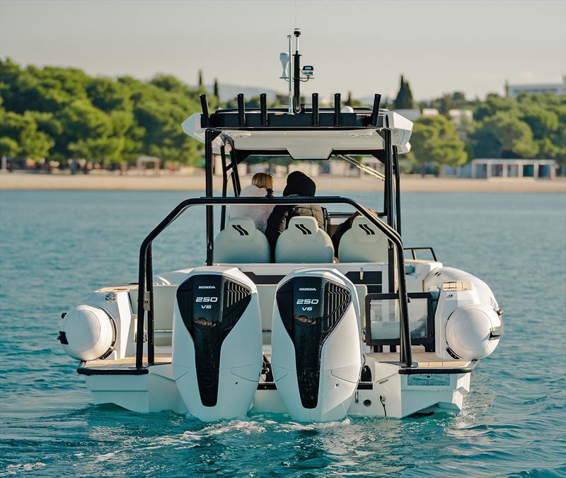 ADV9 highlights the reverse chines on the outboard pod - photo © Highfield Boats