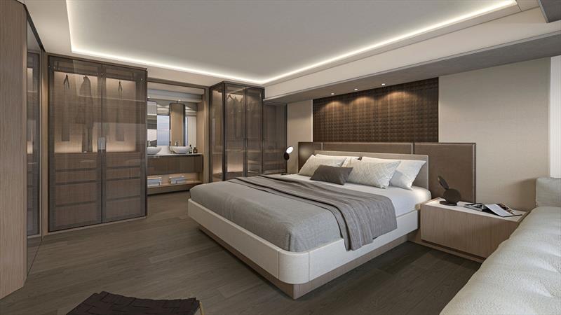 Prestige M7 full beam Master Stateroom - photo © Prestige Yachts