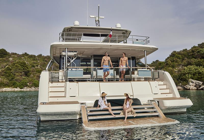 Relaxing aboard the Prestige M8 - photo © Prestige Yachts