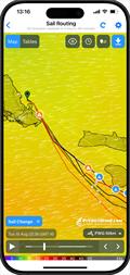 Sail Change mobile screenshot - Predictwind Sail Crossover Feature - August 2025 © Predictwind