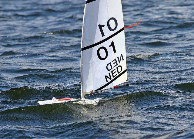 Big waves during the RC Laser Nationals at Poole photo copyright Mike Millard taken at Poole Radio Yacht Club and featuring the RC Laser class