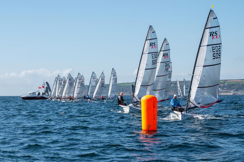 Clive Eplett at the pin end during the Noble Marine RS100 Nationals at Mount's Bay photo copyright Lee Whitehead / www.photolounge.co.uk taken at Mount's Bay Sailing Club, England and featuring the RS100 class