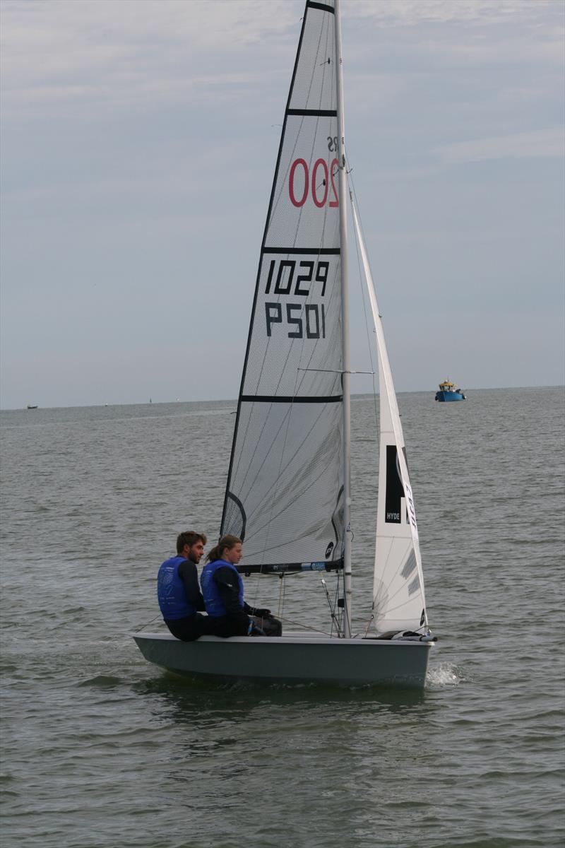 63rd Endeavour Trophy Day 2: Finley Dickinson and Elysia O'Leary (ILCA) win the first race of the day by 2.5 minutes photo copyright Sue Pelling taken at Royal Corinthian Yacht Club, Burnham and featuring the RS200 class