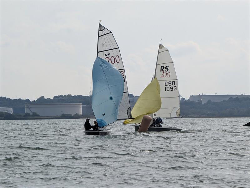 Overall Winners Ellen Main and Alex leading Graeme and Matthew Wilcox during the Netley Sailing Club RS200 Club Championship photo copyright Mark Cockrill taken at Netley Sailing Club and featuring the RS200 class