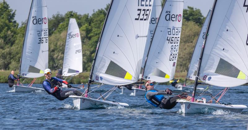 Joe Scurrah (winner) leading the fleet during the Notts County Sailing Club Aero Open photo copyright David Eberlin taken at Notts County Sailing Club and featuring the RS Aero 7 class