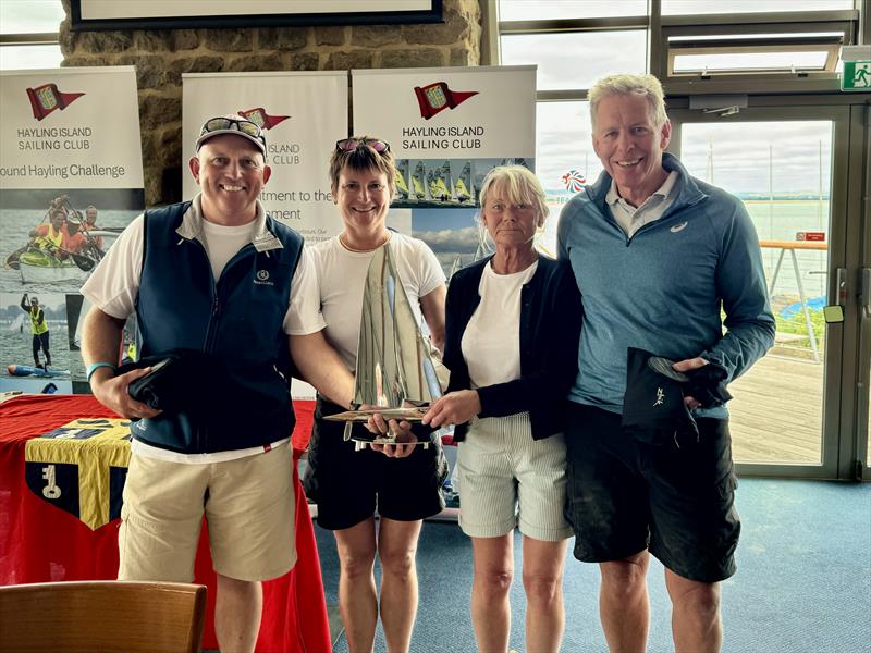 Championship winners Tom, Jo, Colin, presented by Sarah Ward during the Zhik RS Elite Southern Area Championship 2024 at HISC - photo © Jo Hewitson