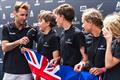 Matteo Barker and Blake Battten with first girls Zofia Wells and Charlotte Handley, on the SailGP main stage prizegiving - January 2025 &copy; SailGP