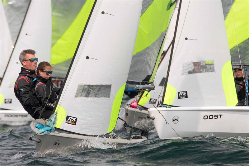 Ross and Martha Noble concentrating hard off the start to take a third in Race 1 - RS Feva Grand Prix at Ballyholme photo copyright Simon McIlwaine / www.wavelengthimage.com taken at Ballyholme Yacht Club and featuring the RS Feva class