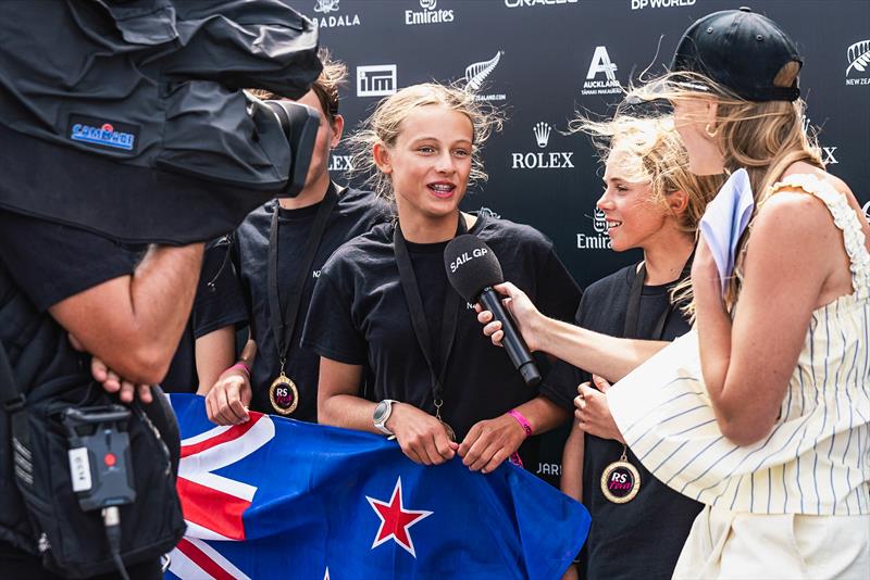 Day 4 - Winners on the main SailGP Stage - SailGP Inspire- RS Feva - Royal Akarana YC - Jan 19, 2025 - photo © Justin Mitchell www.justinmitchell.co.nz - Instagram: @jl_mitchell_