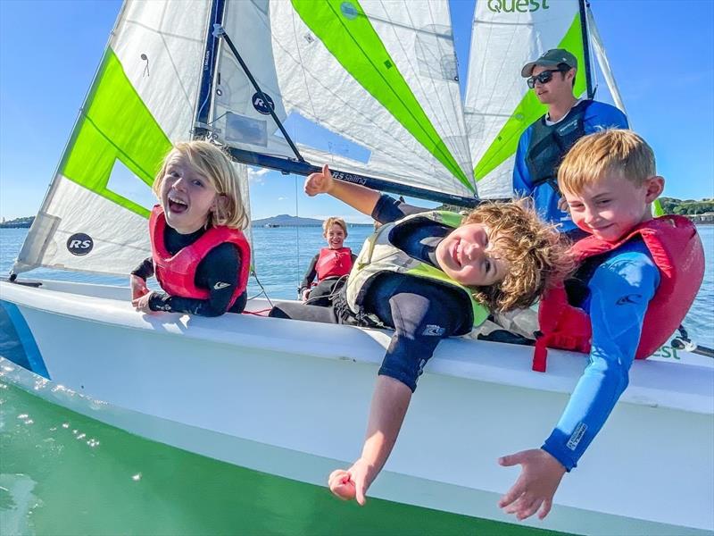  the happy faces say it all - kids feel safe in the Quest and therefore have a lot of fun photo copyright NZ Sailcraft taken at Wakatere Boating Club and featuring the RS Quest class