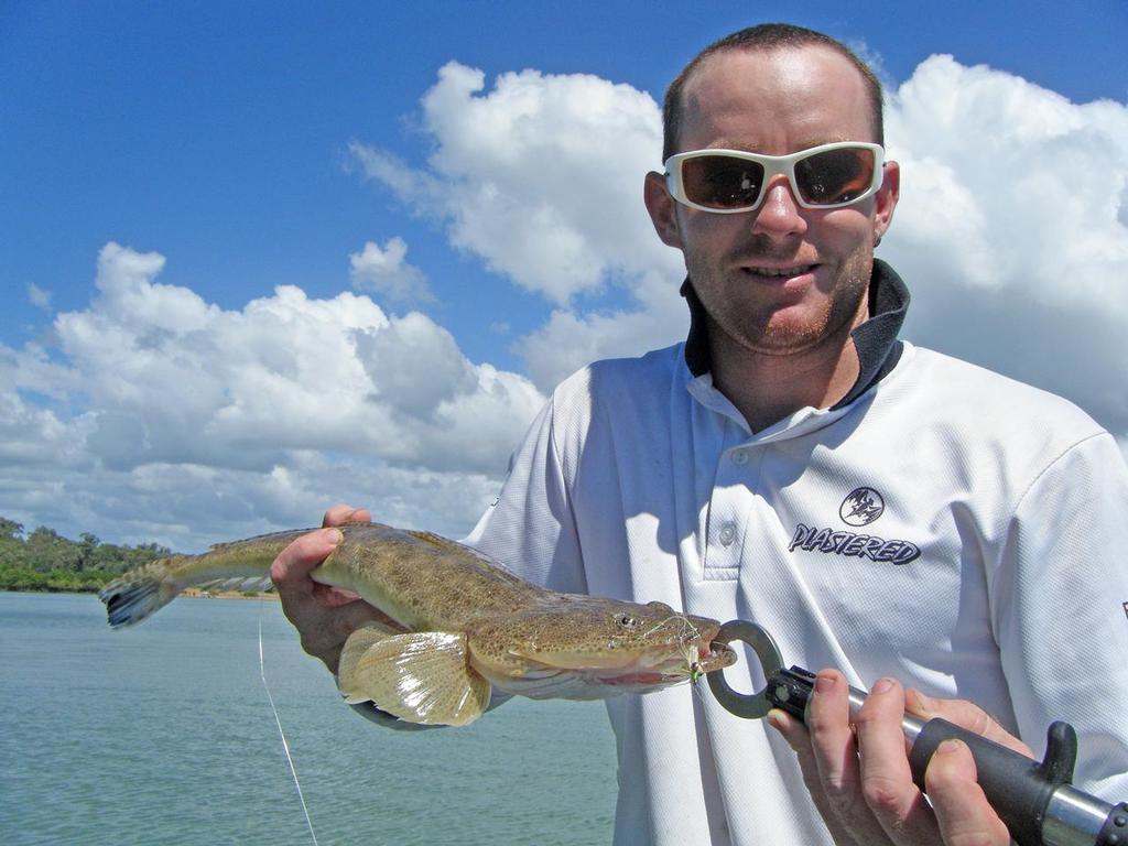 In winter, flathead move into the area in numbers.  This one took a slow worked fly around Rabbit Island. &copy; Lee Brake