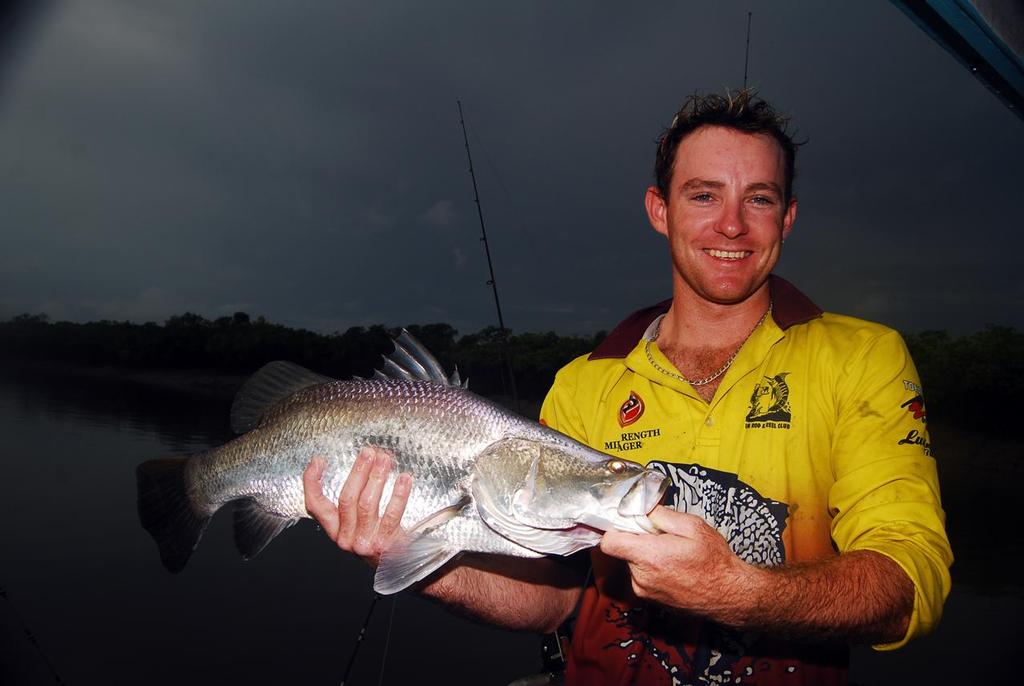 Like most places, dusk is the time to have a livebait out.  This barra was caught near the ramp in Victor Creek by Deion Capra. &copy; Lee Brake