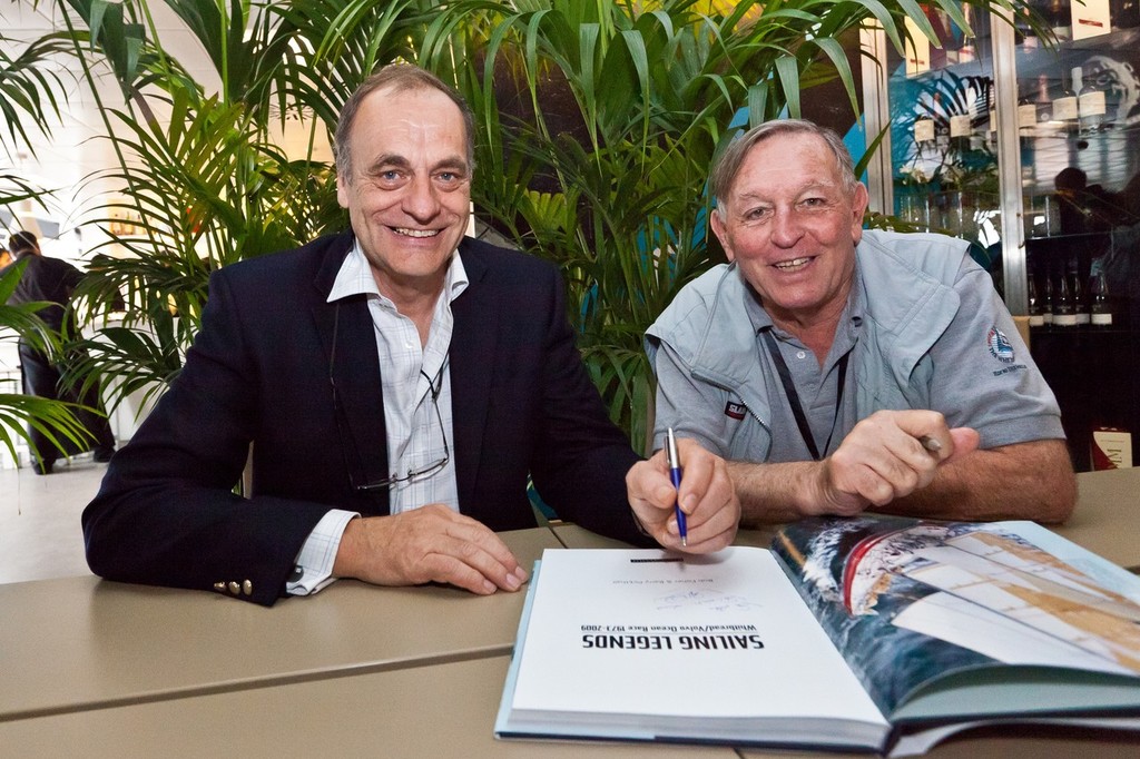 Acclaimed writers and journalists Barry Pickthall and Bob Fisher sign copies of the Sailing Legends book, a complete history from the first Whitbread Round the World Race in 1973 to the present Volvo Ocean Race. (Credit must read: IAN ROMAN/Volvo Ocean Race) - photo © Ian Roman/Volvo Ocean Race http://www.volvooceanrace.com