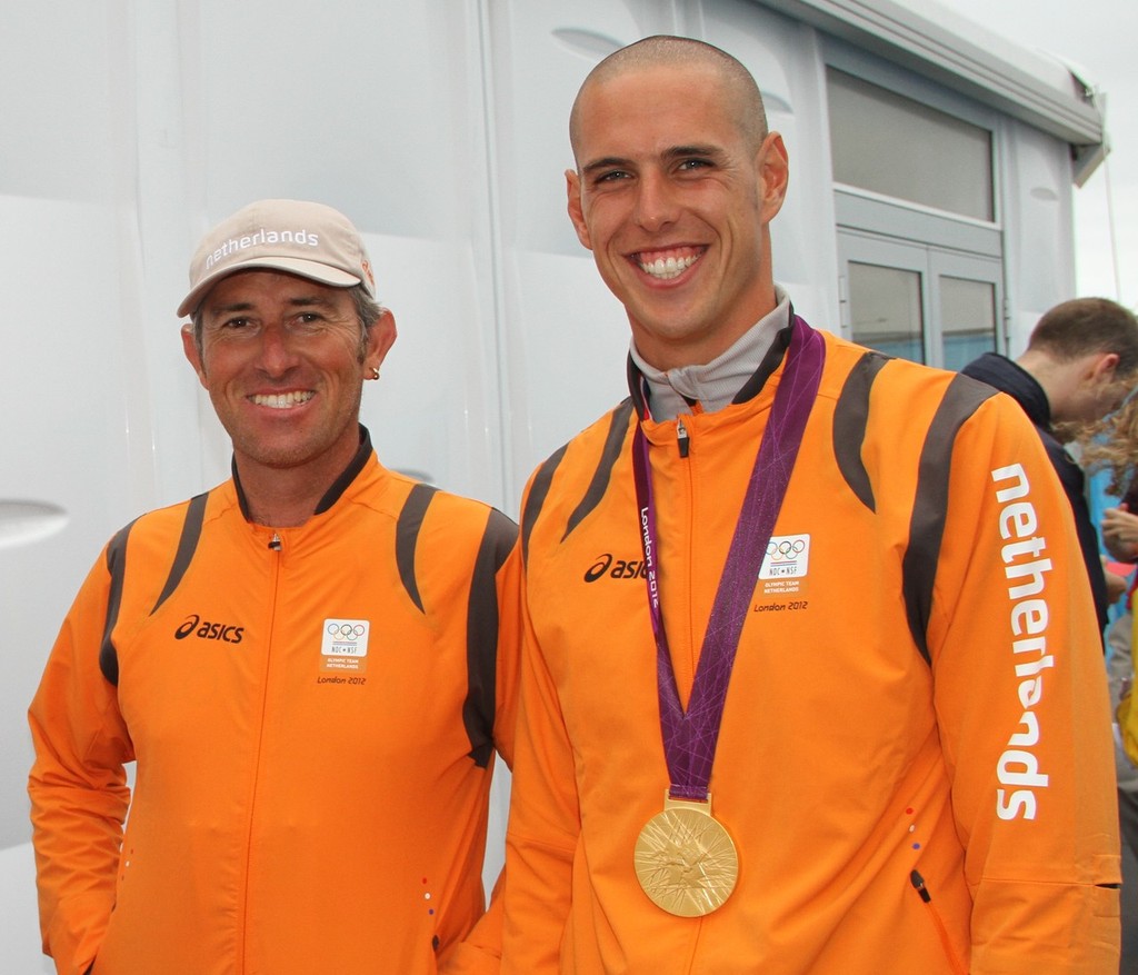 2000 Olympic bronze medalist Aaron McIntosh (NZL, left) coached Dorian van Rijsselberge (NED) to win the 2012 Olympic Gold Medal in the RS:X in Weymouth - photo © Richard Gladwell www.photosport.co.nz