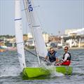 © David Maynard / www.alleycatphotographer.com Sand Swan (Alex Farrall & Steve Hopper) arriving at the windward mark on Saturday during the Sandhopper Nationals at Thorpe Bay © David Maynard / www.alleycatphotographer.com