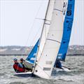 © David Maynard / www.alleycatphotographer.com Sail Number 14 (Harrison Floyd & Gary Levy) followed by sail number 26 (Mark Robinson & Janet Wilsmer) on Sunday during the Sandhopper Nationals at Thorpe Bay © David Maynard / www.alleycatphotographer.com
