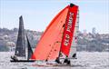 Manly 16 Club Championship Heats 1 & 2 - Red Pumps - Zoe Dransfield, Fynn Sprott & Jamie Stodart © SailMedia Manly Skiffs