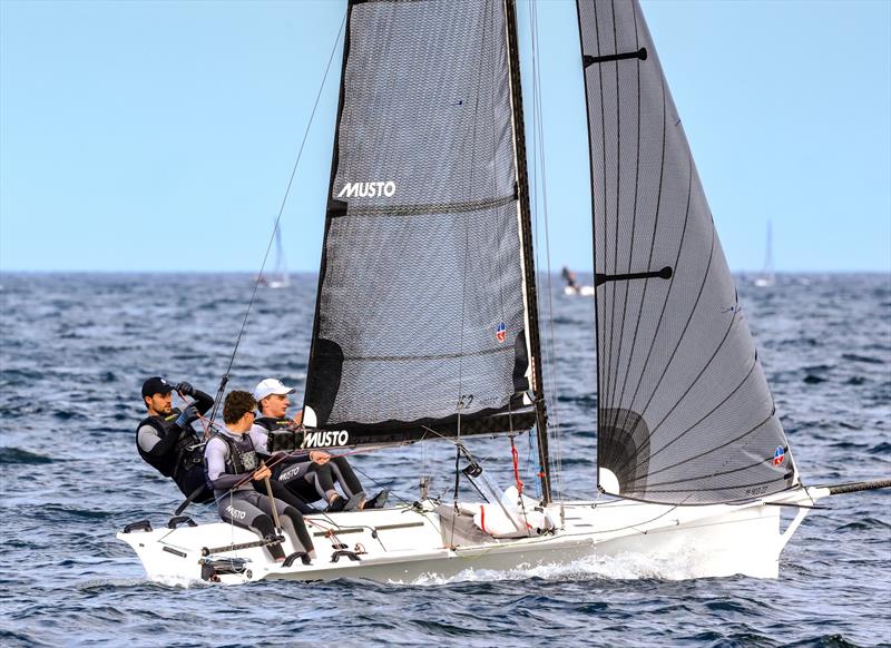 Musto (Spencer Mackay, Jack Farren-Price, Ben McKay) photo copyright SailMedia taken at Manly 16ft Skiff Sailing Club and featuring the 16ft Skiff class