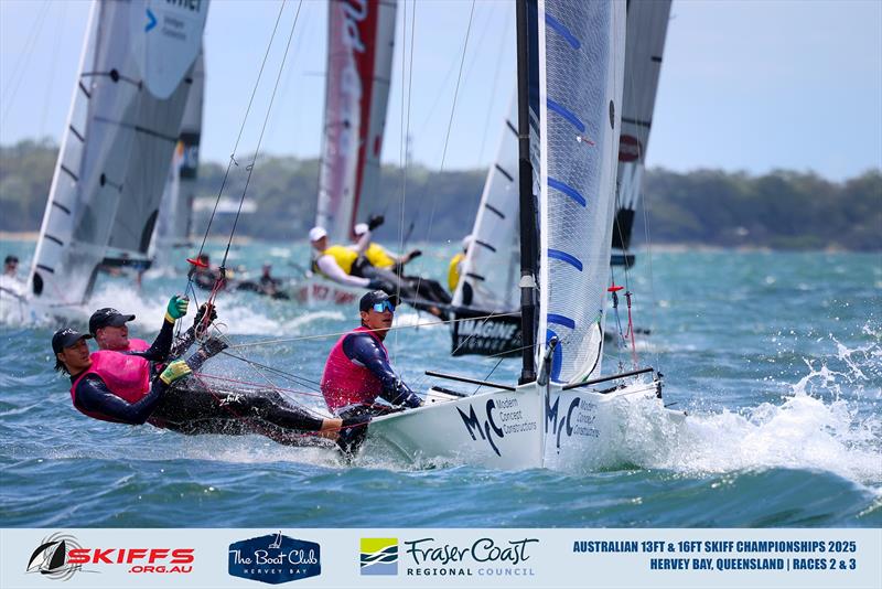 3rd Overall MCC - Kurt Hansen - Chris Williams Jackson Cranfield - 2025 Australian 13ft and 16ft Skiff Championships photo copyright Promocean Media taken at Maryborough Sailing Club and featuring the 16ft Skiff class