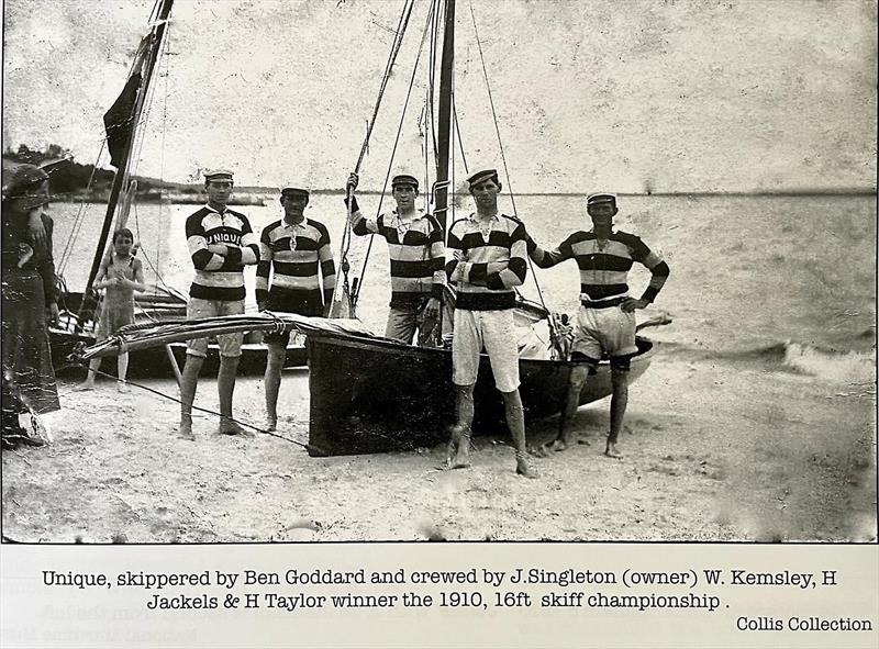 16 ft skiff 'Unique'. First 16 to win the Shield, 1924/25. With a different crew, this is most likely the same boat that won the club championship 1910 - photo © St George Sailing Club