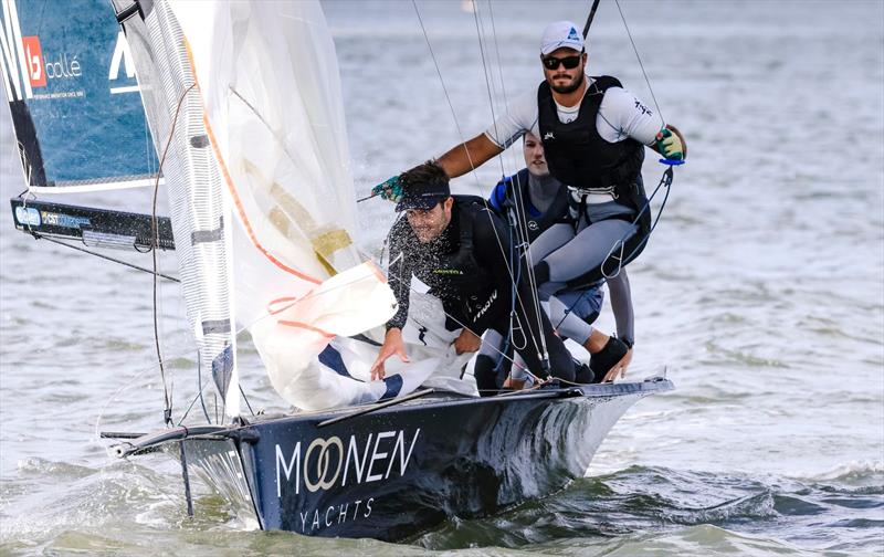 16ft Skiff winners Harry Price, Max Paul and Gus Williams - Botany Bay Championship 2025 photo copyright SailMedia taken at Manly 16ft Skiff Sailing Club and featuring the 16ft Skiff class