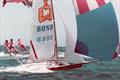 Chesty Bond and helicopter during the Ocean Challenge © Australian 18 Footers League