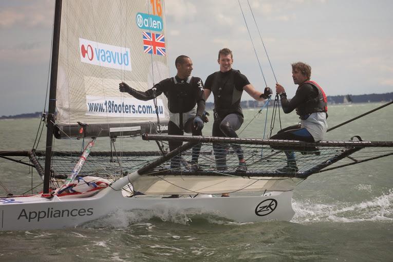 Simon Hiscox, Nick Murray & Pete Perera win the 18ft Skiff nationals at GJW Direct SailFest - photo © SailRacer