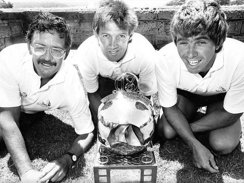Three world champions of the 1980s, l-r Peter Sorensen, Rob Brown, Trevor Barnabas - JJ Giltinan Championship - photo © Frank Quealey