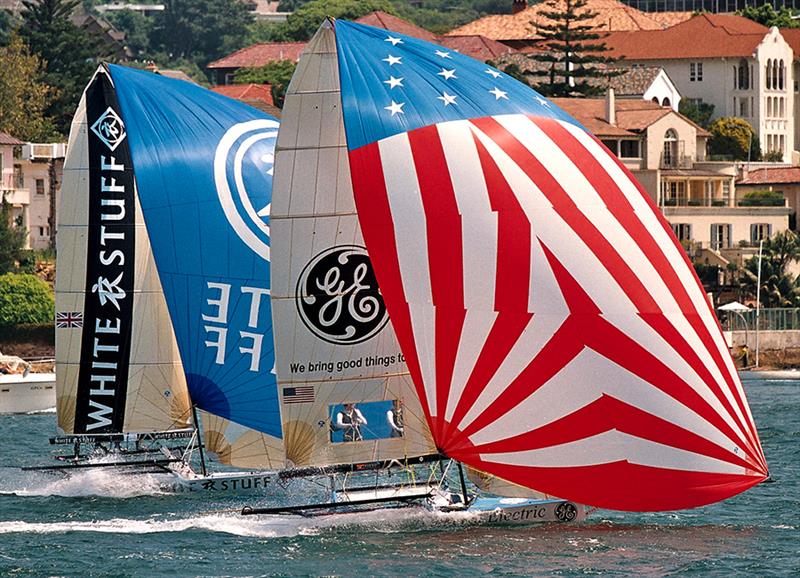 GE-US Challenge and UKs White Stuff on Sydney Harbour - JJ Giltinan World 18ft Skiff Championship  - photo © Frank Quealey