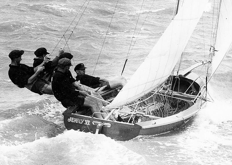 Queensland's first World champion, Jenny VI, in 1956 photo copyright Archive taken at Australian 18 Footers League and featuring the 18ft Skiff class